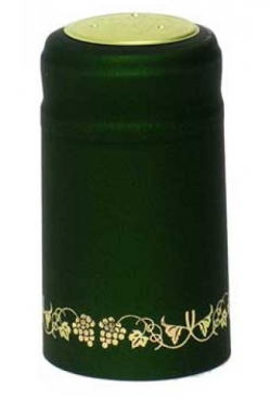 Green with Gold Grapes PVC Heat Shrink Capsules - Case of 8000