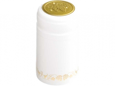 White with Gold Grapes PVC Heat Shrink Capsules - 500 pack