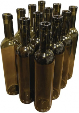 North Mountain Supply 500ml Antique Green Glass Bordelaise 'Torre' Wine Bottle Punt-Bottom BarTop Finish - Case of 12