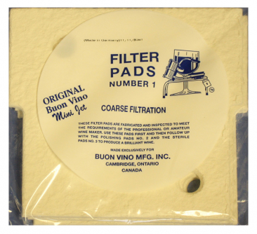 Buon Vino Original MiniJet Wine Filter Pads - #1 Coarse Micron 5.0 - Set of 3