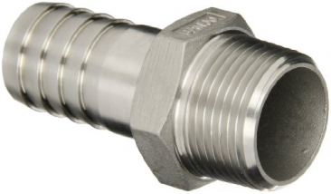 1/2" Male NPT to 1/2" Barbed Hose Fitting - Stainless Steel