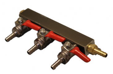 3-Way Gas Distributor CO2 Manifold with 1/4" Inlet & Outlet Barbs