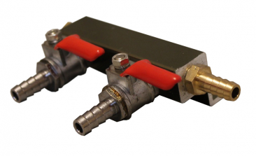 2-Way Gas Distributor CO2 Manifold with 5/16" Inlet & Outlet Barbs