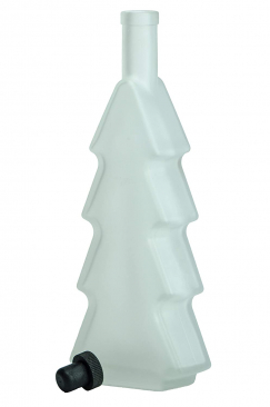500ml Glass Christmas Tree Wine Bottle Cork Finish - Single Bottle with Black Tasting Cork - White Frosted