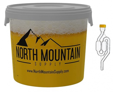North Mountain Supply 4 Gallon Graduated Fermenting Bucket with Twin Bubble Airlock and Grommet