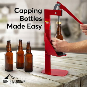 North Mountain Supply Heavy Duty Bench Bottle Capper - Compatible With 2 Sizes of Caps - All Metal - Professional Grade - Made in Italy