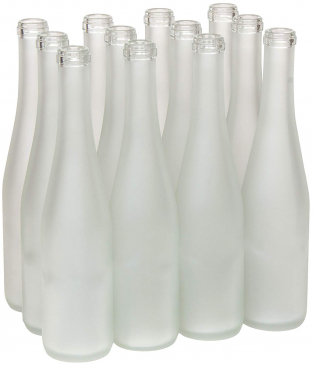 North Mountain Supply 375 ml Frosted Stretch Hock Wine Bottles Cork Finish - Case of 12