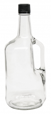 North Mountain Supply 1.75 Liter Clear Glass Jug With Handle and Black Plastic Tamper Evident Lid - Case of 6