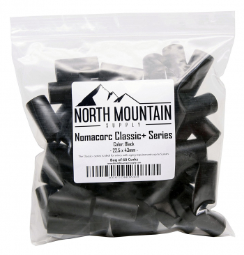 North Mountain Supply Synthetic Nomacorc Classic Series Black Corks 22.5 x 43mm - Bag of 60