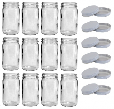 NMS 8 Ounce Glass Tall Mason Canning Jars 58mm Mouth - Case of 12 - With  White Lids > North Mountain Supply