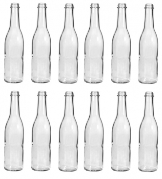 NMS Clear Glass Woozy Sauce Bottles 12 Ounce - Case of 12 - No Lids