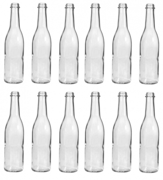 NMS Clear Glass Woozy Sauce Bottles 12 Ounce - Case of 12 - No Lids