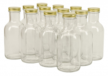 NMS 12 Ounce Glass Stout Sauce Bottle - Case of 12 - With 38mm Gold Lids