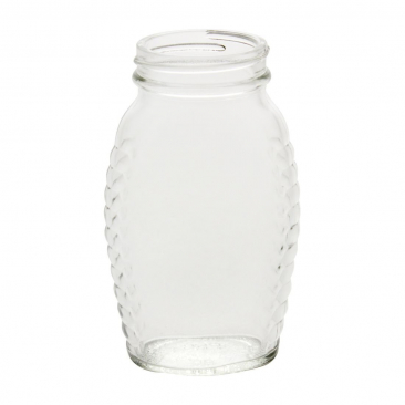 NMS 6 Ounce Glass Queenline Honey Jar - With Lids - Case of 24 (Gold Lids)