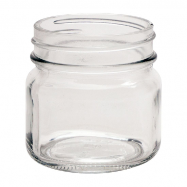NMS 8 Ounce Glass Smooth Square Regular Mouth Mason Canning Jars - With Gold Metal Safety Button Lids - Case of 12