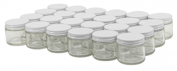 NMS 2 Ounce Glass Straight Sided Spice/Canning Jars - Case of 24 - With 53mm White Lids