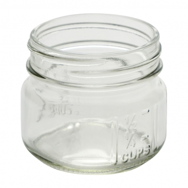 NMS 4 Ounce Glass Regular Mouth Square Mason Canning Jars - With Safety Button Lids - Case of 12 (Silver Metal Lids)
