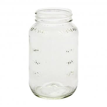NMS 26 Ounce Glass Square Regular Mouth Mason Canning Jars - With Safety Button Lids - Case of 12 (Black Metal Lids)