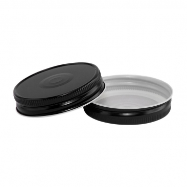 North Mountain Supply Regular Mouth Metal One Piece Mason Jar Safety Button Lids - Pack of 72 - Black