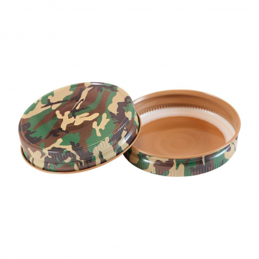 North Mountain Supply Regular Mouth Metal One Piece Mason Jar Safety Button Lids - Pack of 12 - Camo Hi-Heat