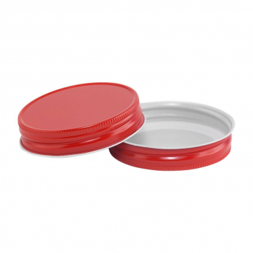 North Mountain Supply Regular Mouth Metal One Piece Mason Jar Lids - Flat Top - Pack of 12 - Red
