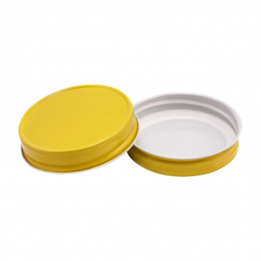 North Mountain Supply Regular Mouth Metal One Piece Mason Jar Lids - Flat Top - Pack of 12 - Yellow
