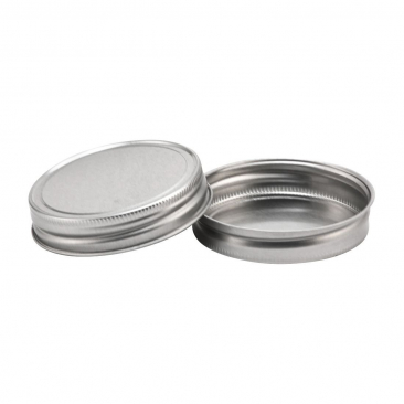 North Mountain Supply Regular Mouth Metal One Piece Mason Jar Unlined Lids - Flat Top - Pack of 12 - Silver