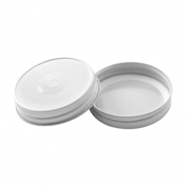 North Mountain Supply Regular Mouth Metal One Piece Mason Jar Safety Button Lids - White- Single Lid