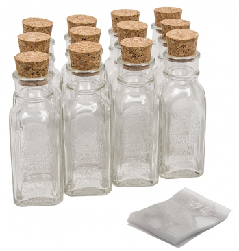 NMS 4 Ounce Glass Muth Honey Jars - With Corks & Shrink Bands - Case of 12