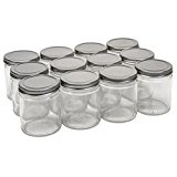 NMS 9 Ounce Glass Straight Sided Mason Canning Jars - With 70mm Silver Metal Lids - Case of 12