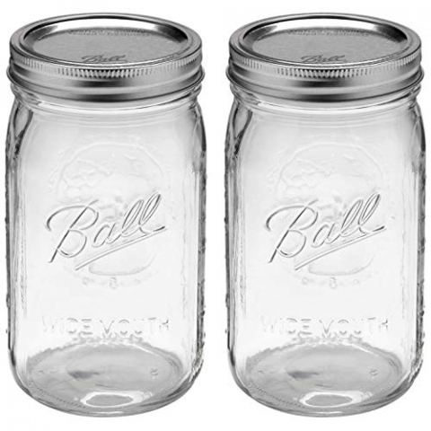 North Mountain Supply 6 Barattoli Ball Vetro Bocca Larga 473ml - Con Coperchi E Fasce, Senza BPA - 4