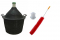 North Mountain Supply Narrow Mouth Glass Demijohn/Carboy with Plastic Basket - 34 Liter (Approx. 9 Gallons) - Includes Clip on Airlock, and Cleaning Brush