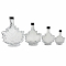 Maple Leaf Syrup Bottles Sampler Set with Metal Lids [4 Bottle Set, 1.7 to 17 fl oz, Clear Glass, Black Metal Lids]