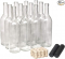 North Mountain Supply 750ml Clear Glass Bordeaux Wine Bottle Flat-Bottomed Cork Finish - with #8 Premium Natural Corks & PVC Shrink Capsules - Case of 12
