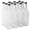 North Mountain Supply - 750ml Clear Glass Bordeaux Wine Bottle Flat-Bottomed Screw-Top Finish - with 28mm Black Plastic Lids - Case of 12 - Flint