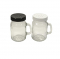 North Mountain Supply 4 Ounce Glass Mini Mug Mason Jars with Handles - Salt and Pepper Shaker Set - 12 Holed Dispensing Lid