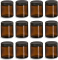 6 Ounce Amber Glass Straight Sided Mason Canning Jars - with 63mm Black Plastic Lids - Case of 12