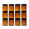 NMS 9 Ounce Amber Glass Straight Sided Mason Canning Jars - with 70mm Black Plastic Lids - Case of 12