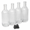 North Mountain Supply Moonea 750ml Clear Glass Wine/Spirits Bottle Bar Top Finish - With All Black Tasting Corks - Case of 4