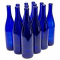 NMS 750ml Glass California Hock Wine Bottle Flat-Bottomed Cork Finish - Case of 12 - Cobalt Blue