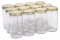 NMS 12 Ounce Glass Tall Straight Sided Mason Canning Jars - With 63mm Gold Metal Lids - Case of 12