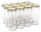 NMS 16 Ounce Glass Tall Straight Sided Mason Canning Jars - With 63mm Gold Metal Lids - Case of 12