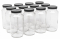 NMS 24 Ounce Glass Tall Straight Sided Mason Canning Jars - With 63mm Black Plastic Lids - Case of 12
