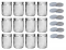 NMS 16 Ounce Glass Wide Mouth Straight-Sided Canning Jars - Case of 12 - With Black Lids
