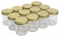 NMS 1.25 Ounce Glass Mini Canning Jars - With 43mm Gold Lids - Case of 12