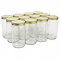 NMS 32 Ounce Glass Quart Straight Sided Wide Mouth Canning Jars - With Gold Metal Lids - Case of 12