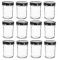 NMS 8 Ounce Glass Regular Mouth Tapered Canning Jars - Case of 12 - With Black Lids
