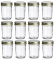 NMS 8 Ounce Glass Regular Mouth Tapered Canning Jars - Case of 12 - With Gold Lids