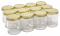 NMS 9 Ounce Glass Straight Sided Mason Canning Jars - With 70mm Gold Metal Lids - Case of 12