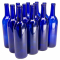 NMS 750ml Glass Bordeaux Wine Bottle Flat-Bottomed Cork Finish - Case of 12 - Cobalt Blue
